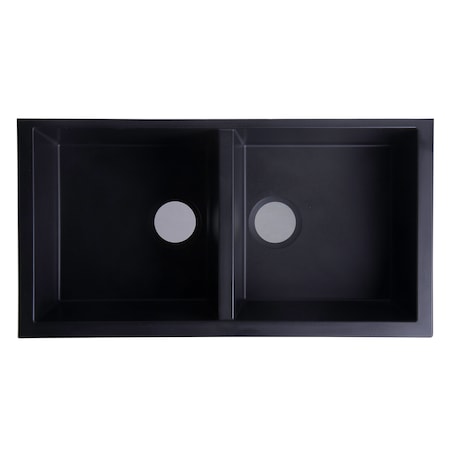 Alfi Brand Black 34" Undermount Dbl Bowl Granite Composite Kitchen Sink AB3420UM-BLA